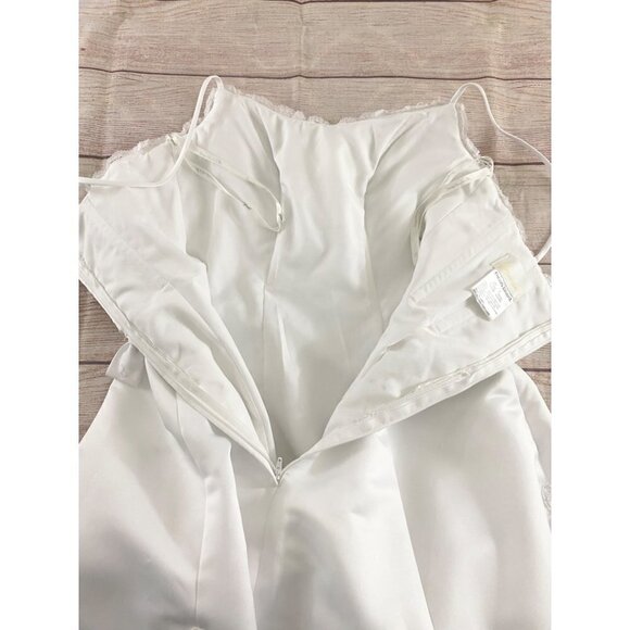 David's Bridal Michaelangelo Lace Trim Beaded Wedding Dress W/Train - 6 - Picture 14 of 15